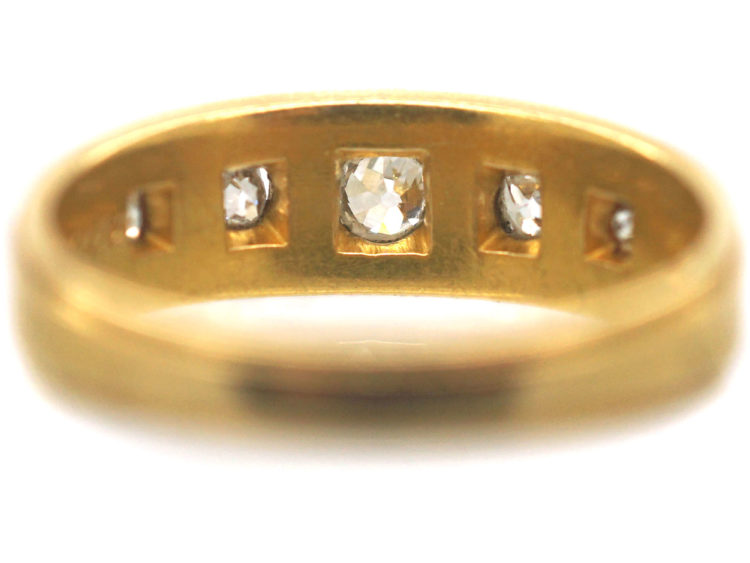 Victorian 18ct Gold Ring set with Five Diamonds in Square Settings