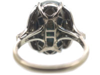 Art Deco 18ct White Gold, Black Opal & Diamond Ring