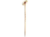 Art Deco 15ct Gold Ruby & Natural Split Pearl Tie Pin