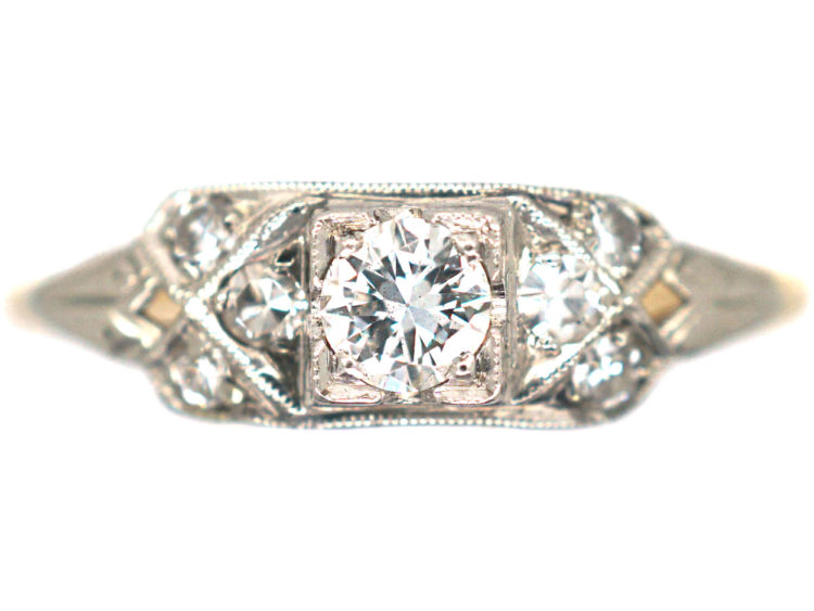 Art Deco 18ct Gold & Platinum Diamond Ring