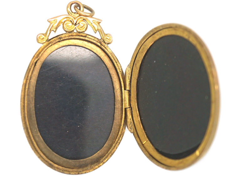 Edwardian 9ct Back & Front Oval Locket with Flower Motif