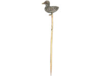 Edwardian Rose Diamond Baby Duck Tie Pin with Ruby Eye