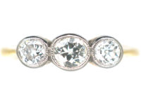 Art Deco 18ct Gold & Platinum, Three Stone Diamond Ring