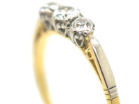 Art Deco 18ct Gold & Platinum, Three Stone Diamond Ring