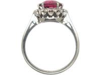 18ct White Gold Pink Tourmaline & Diamond Cluster Ring