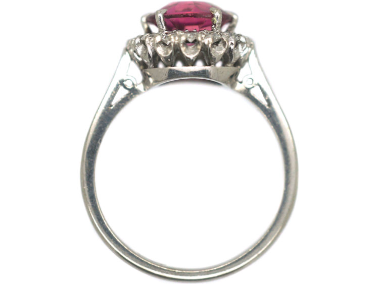 18ct White Gold Pink Tourmaline & Diamond Cluster Ring