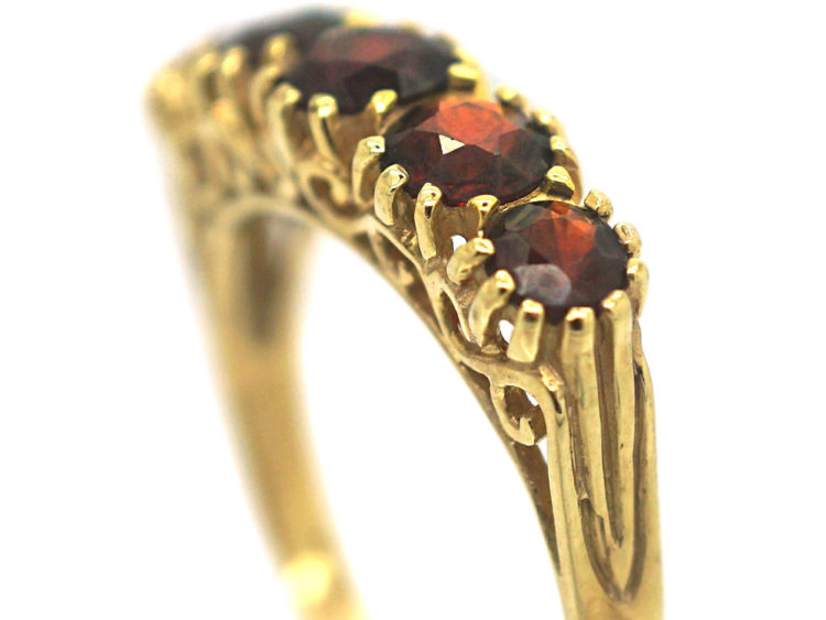 9ct Gold Five Stone Garnet Ring