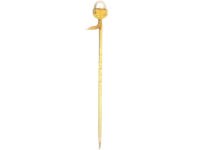 Edwardian 15ct Gold & Natural Pearl Acorn Tie Pin
