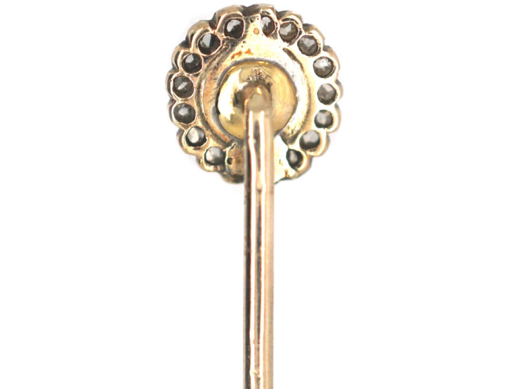 9ct Gold, Rose Diamond & Pearl Tie Pin