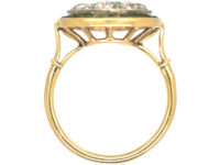 Art Deco 18ct Gold, Platinum, Emerald & Diamond Target Ring