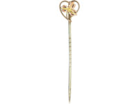 Edwardian 9ct Gold Three Leaf Clover within a Heart Tie Pin
