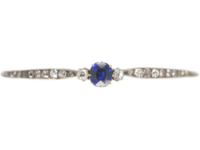 Edwardian 15ct Gold, Sapphire & Diamond Bangle