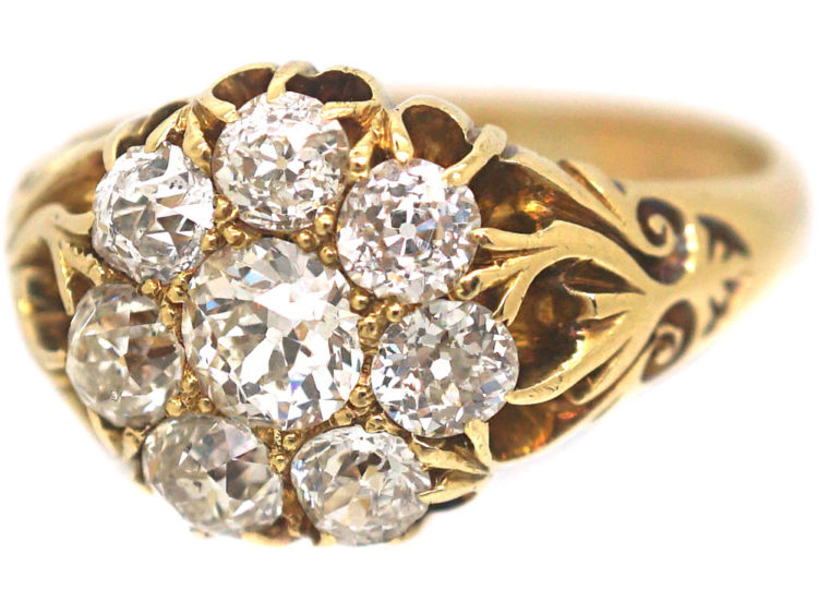 Victorian 18ct Gold Diamond Cluster Ring