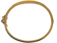 Edwardian 15ct Gold, Green Garnet & Diamond Bangle