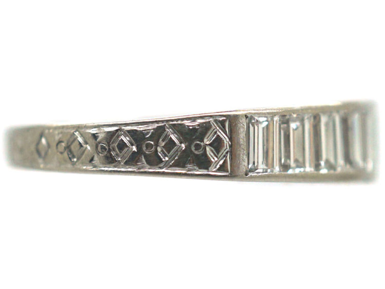 Art Deco Platinum & Baguette Diamond Half Eternity Ring