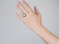 Georgian 9ct Gold Miniature Ring with Two Love Birds Surrounded by Flat Cut Garnets