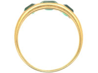 Victorian 18ct Gold, Three Stone Emerald Rub Over Set Ring