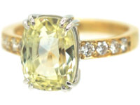18ct Gold Yellow Ceylon Sapphire & Diamond Ring
