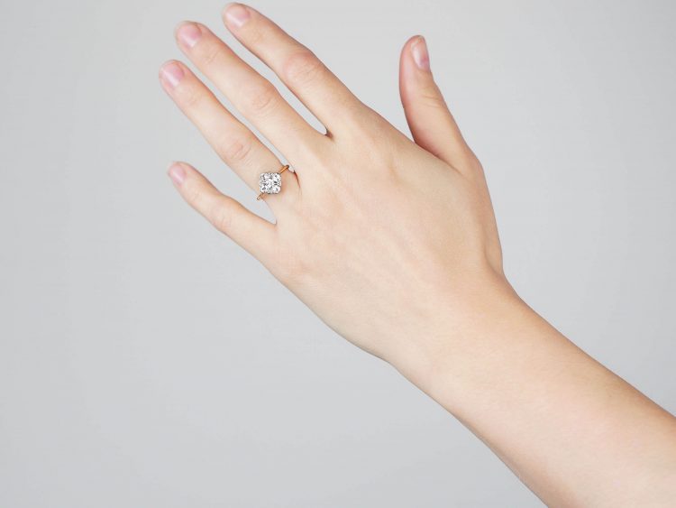 Edwardian 18ct Gold & Platinum Diamond Cluster Ring