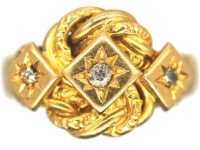 Edwardian 18ct Gold Knot Ring set with Three Diamonds