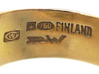 Modernist 18ct Gold Ring set with Three Diamonds by Bjorn Wekkstrom