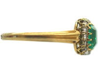 French 18ct Gold, Emerald & Rose Diamond Ring