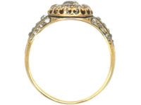 Victorian 18ct Gold & Diamond Cluster Ring with Black Enamel