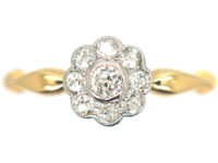 Edwardian 18ct Gold & Platinum, Diamond Daisy Cluster Ring