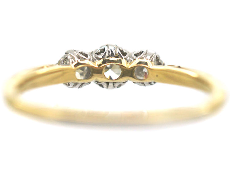 Art Deco 18ct Gold & Platinum, Three Stone Diamond Ring