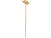 Edwardian 15ct Gold Knot Tie Pin set with Two Natural Pearls