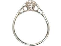 Art Deco Two Stone Diamond Ring with Baguette Diamond Shoulders