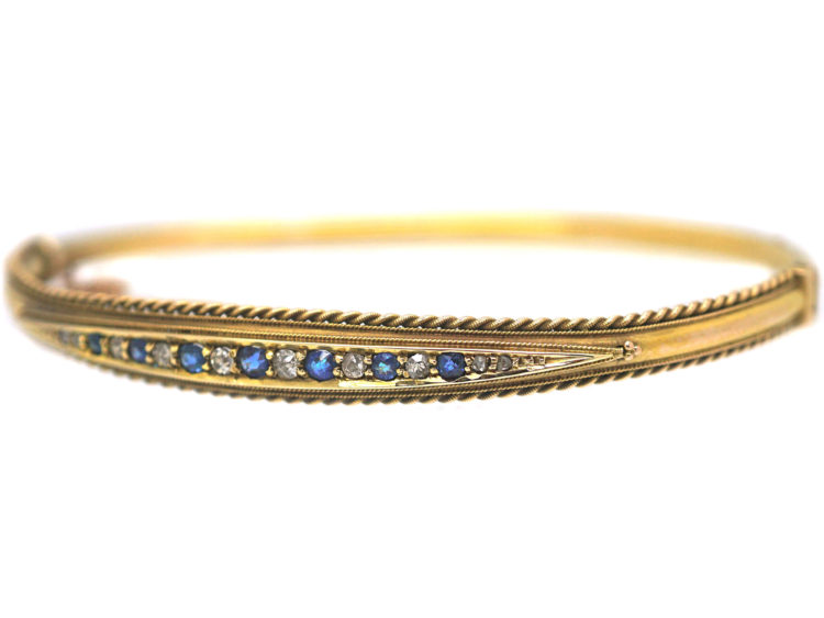 Edwardian 15ct Gold, Sapphire & Diamond Bangle