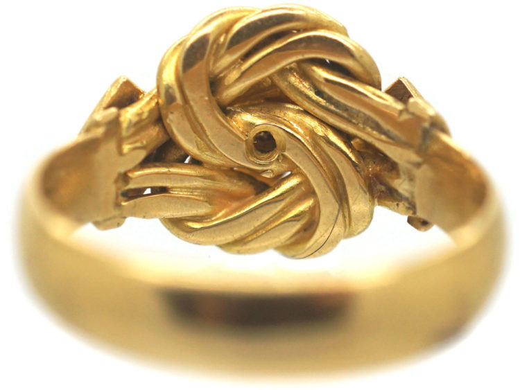 Edwardian 18ct Gold Knot Ring set with Three Diamonds
