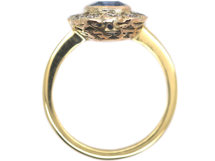 Edwardian 18ct Gold , Sapphire & Diamond Cluster Ring