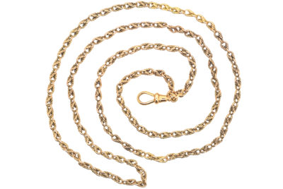 Victorian 15ct Gold Medium Length Ornate Chain with Dog Clip