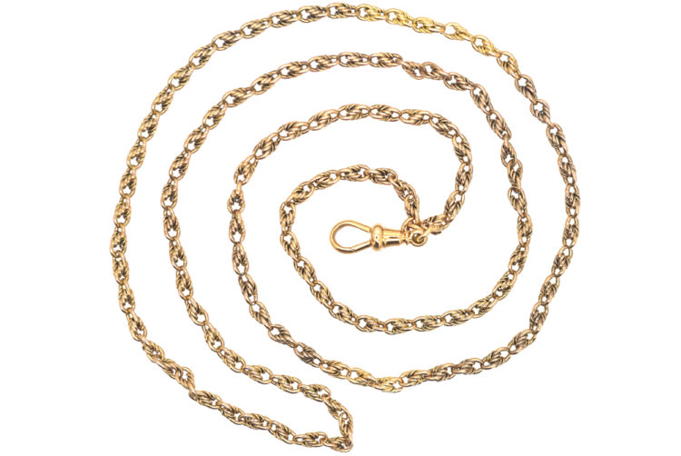 Victorian 15ct Gold Medium Length Ornate Chain with Dog Clip