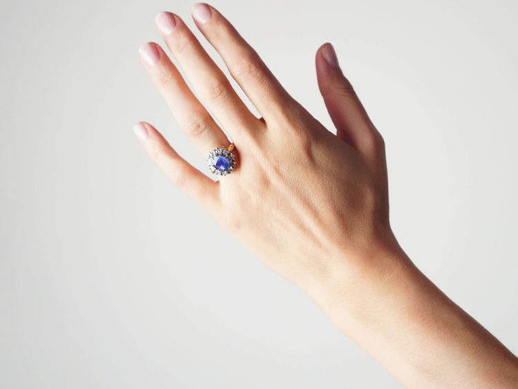 18ct Gold, Sapphire & Diamond Cluster Ring