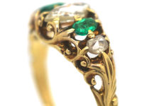 Regency 18ct Gold, Briolette Cut Diamond & Emerald Ring