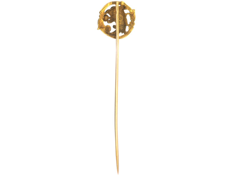 French 18ct Gold Griffin Tie Pin with a Natural Pearl in its Beak