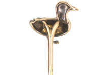Edwardian Rose Diamond Baby Duck Tie Pin with Ruby Eye