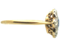 Edwardian 18ct Gold & Platinum Sapphire & Diamond Cluster Ring