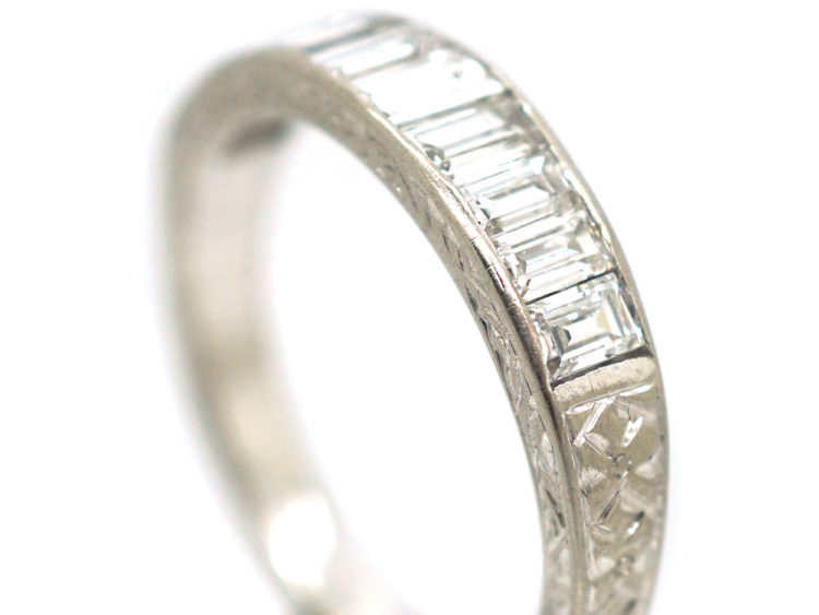 Art Deco Platinum & Baguette Diamond Half Eternity Ring