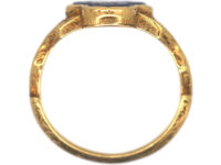 Early Victorian 18ct Gold Ring set with Lapis Lazuli in a Trefoil Design