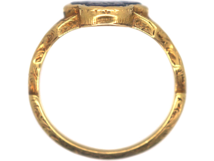 Early Victorian 18ct Gold Ring set with Lapis Lazuli in a Trefoil Design