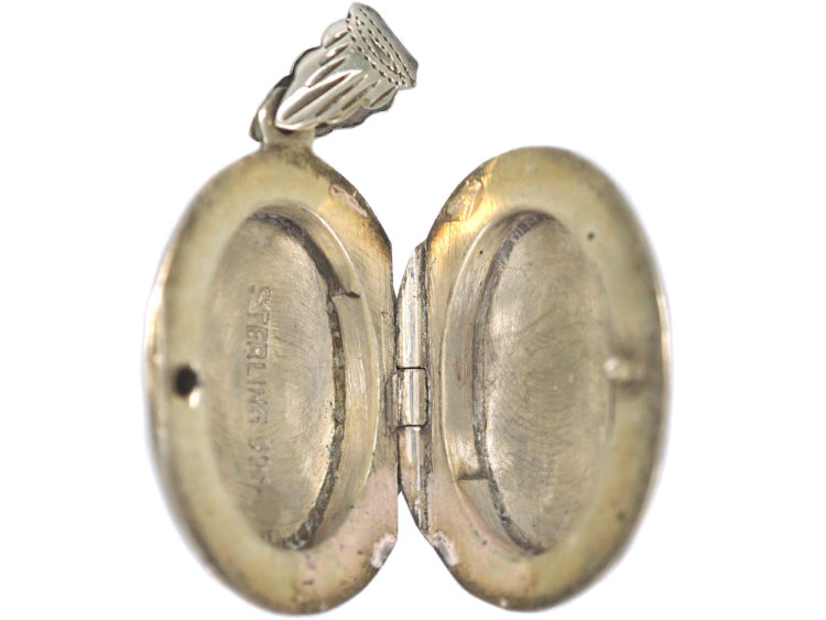 Silver Oval Engraved Locket