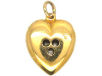 Edwardian 18ct Gold Heart Pendant set with Three Diamonds