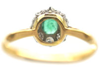 Edwardian 18ct Gold, Emerald & Diamond Cluster Ring