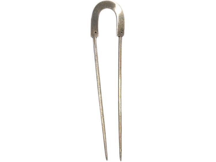Pair of 19th Century Silver French Horseshoe Hairpins