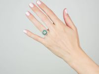 Art Deco Platinum, Emerald & Diamond Target Ring