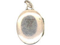Oval Silver Locket with Tulip Motif